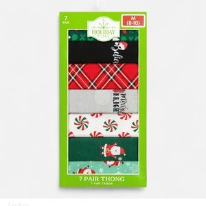 Holiday Time Women's Christmas Jersey Thong, Underwear 7 Pack